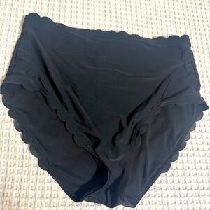 NWOT J. Crew Black Scalloped High-Waisted Bikini Bottom
